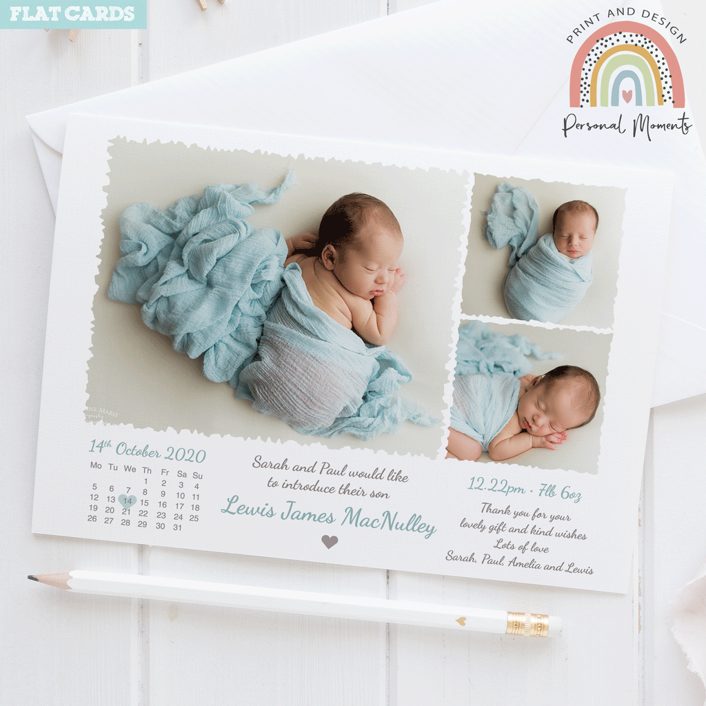 personalised snuggle baby boy thank you card