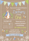 Personalised Blue Bunting Peter Rabbit Invites