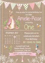 Personalised Pink Bunting Flopsy Bunny Invites