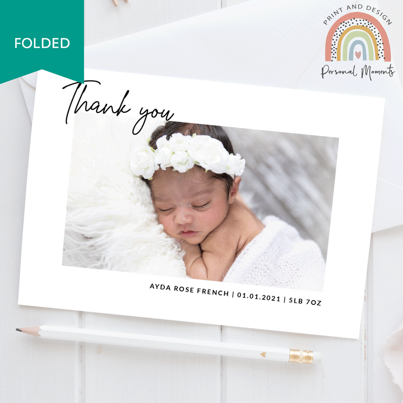 Baby girls sleeping Design Thank you cards FOLDED 