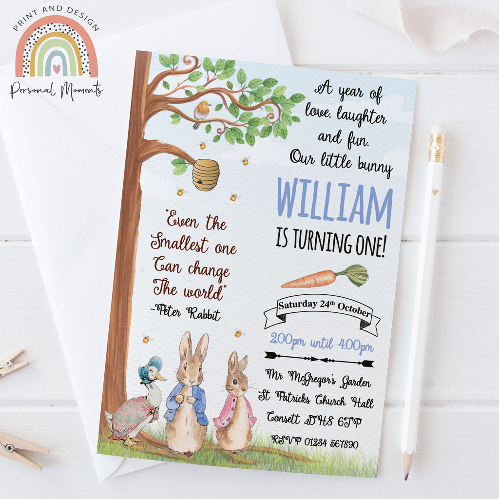 Personalised Peter Rabbit Garden Boy Invitations