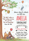 Personalised Pooh Bear Invites For Girl