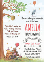Personalised Pooh Bear Invites For Girl
