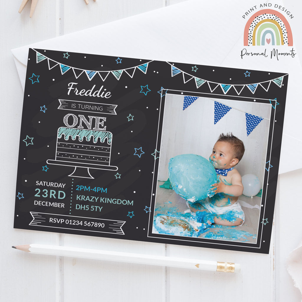 Personalised baby boy 1st birthday invitations