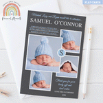 FLAT Initial Baby Boy Thank You Cards