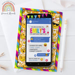 Personalised Girl Emoji Birthday Party Invitations Mobile iPhone Invites