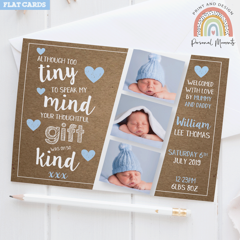 FLAT Share Your Gratitude with Personalised Baby Boy Thank You Cards | Personal Moments