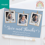 FOLDED Love and Thanks Baby Boy Thank You Cards