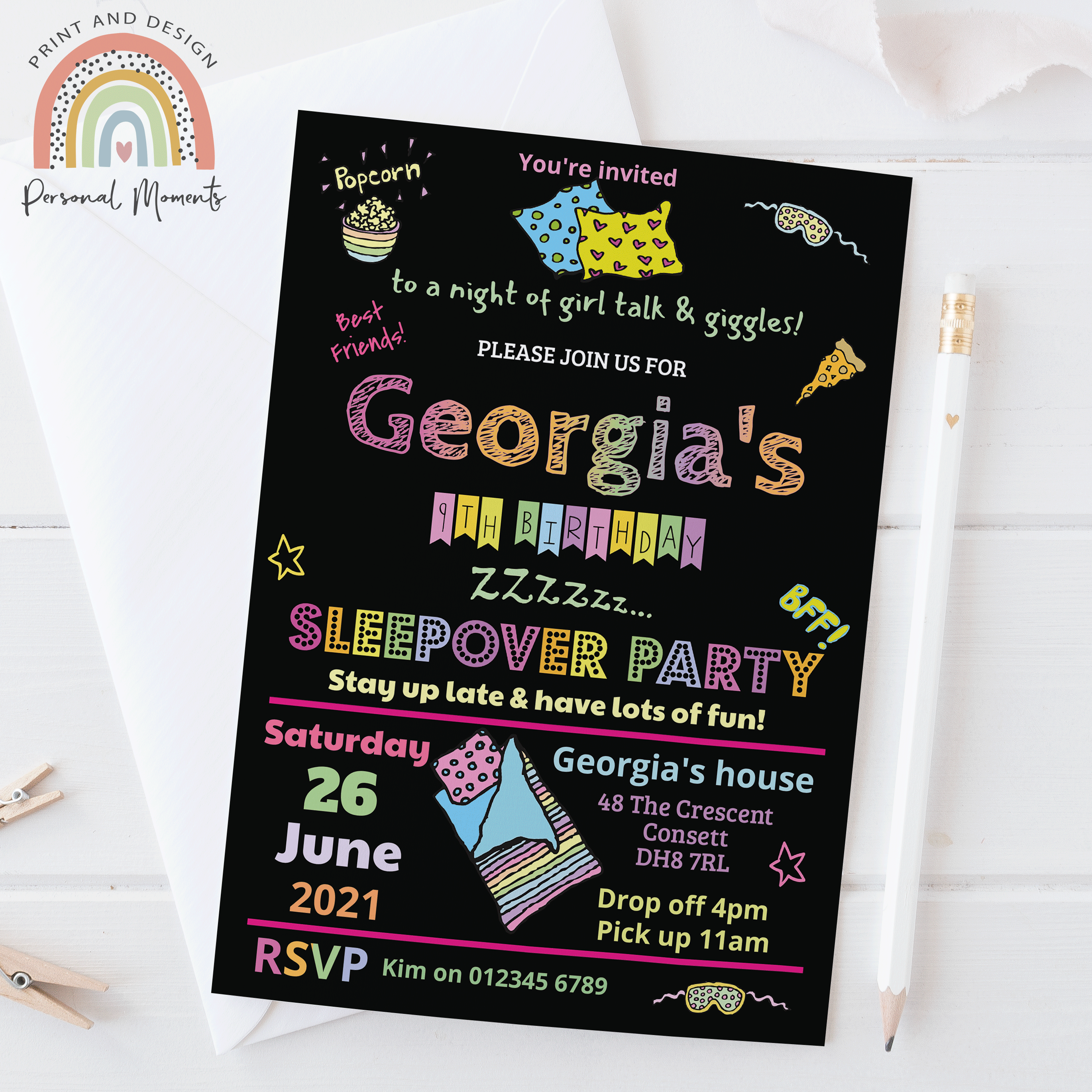 Buy Personalised Sleepover Invitations Personal Moments