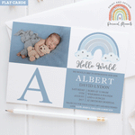 Blue rainbow cloud with stars boy thank you card 