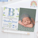 FLAT Personalised New Baby Boy Thank You Cards with Your Own Photos - Customisable Designs and Fast Shipping