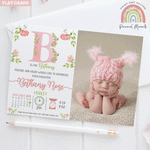 Personalised Vintage Floral Baby Girl Thank You Cards Pink Birth Announcement Cards