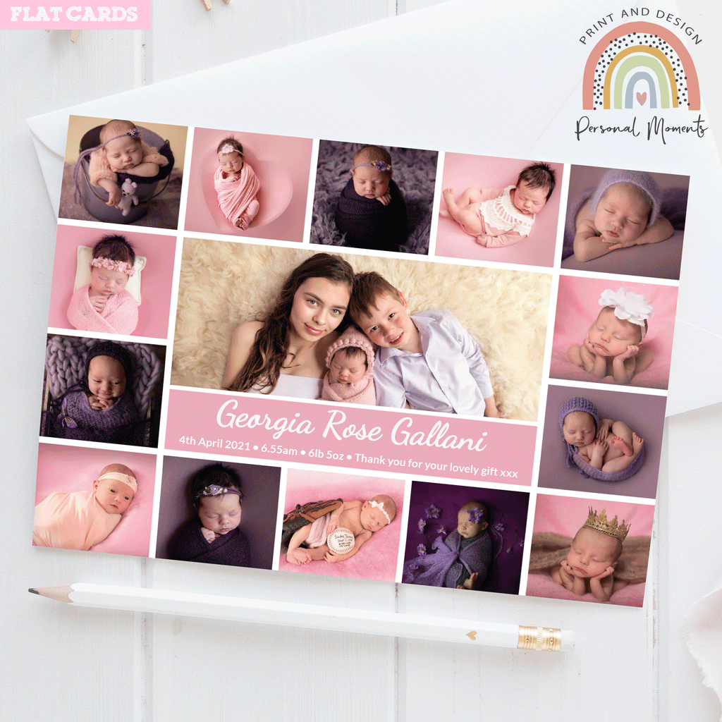 Baby Girl Collage Design Thank You Cards