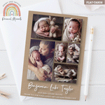 Personalised Vintage Photo Birth Announcement Cards Baby Boy Kraft Thank You Cards