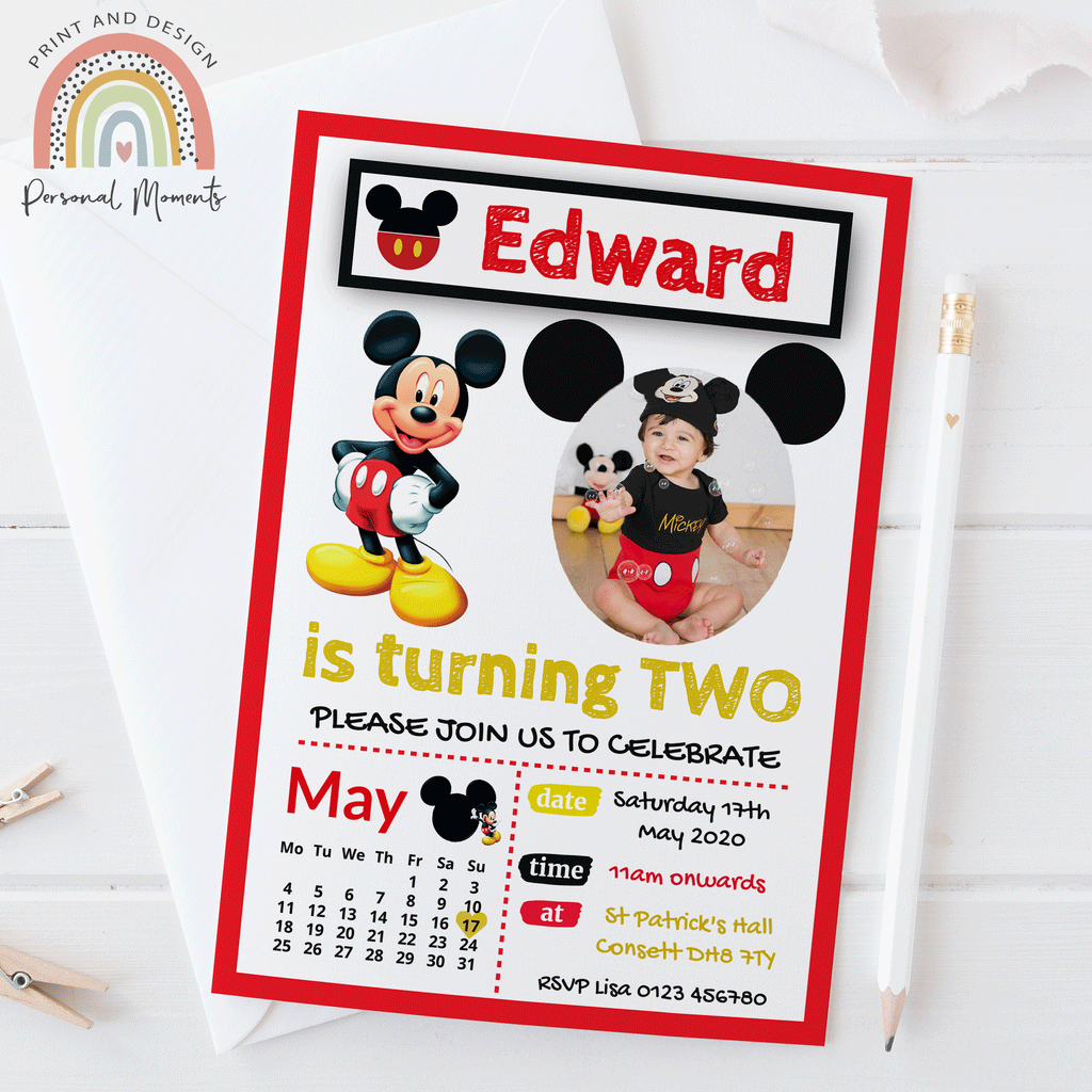 Personalised Mickey Mouse Invitations