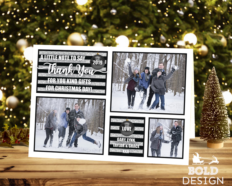 FOLDED Photo Collage Christmas Thank You Cards, Dog Photo Christmas Thank You Cards