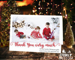 FOLDED Custom Family Christmas Thank You Cards, Personalised Photo Xmas Thank You  Card