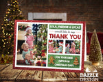 FOLDED Custom Festive Christmas Thank You Card, Family Christmas Thank You Cards Personalised