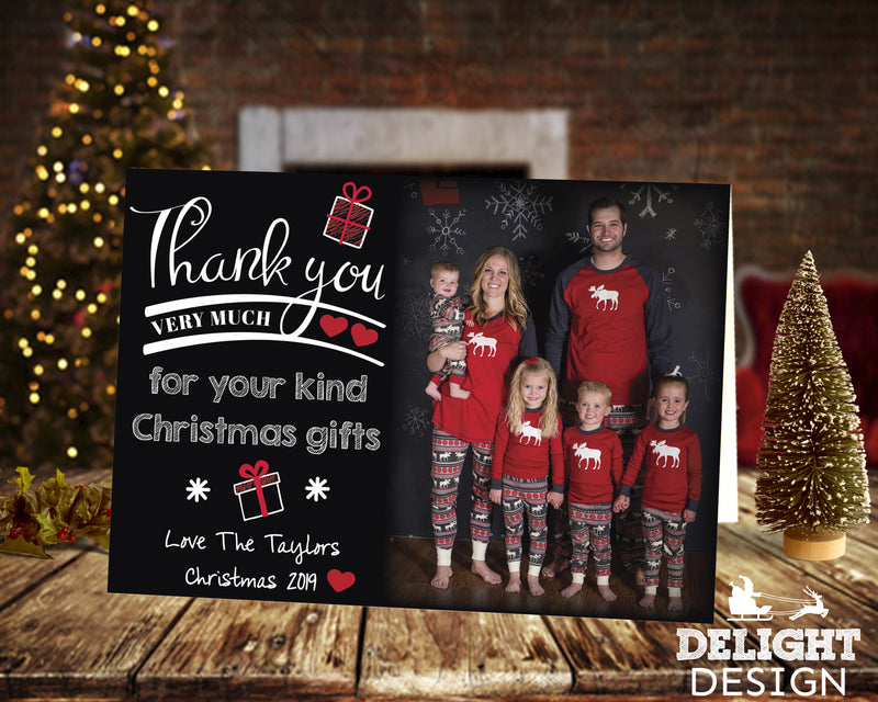 FLAT Custom Festive Christmas Thank You Cards, Christmas Thank You Cards Photo Design