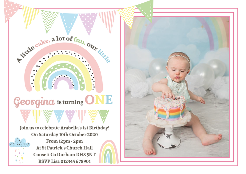 Personalised Rainbow Photo Invites
