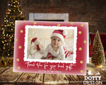 FOLDED Custom Festive Christmas Thank You Cards, Family Photo Xmas Thank You Card, Baby Christmas Thank You Card Pack