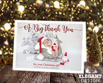 FLAT Xmas Thank You Cards From Children, Personalised Cat Christmas Thank You Cards