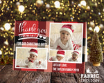 FLAT Unique Family Christmas Thank You Cards, Photo Greetings Thank You Card Pack