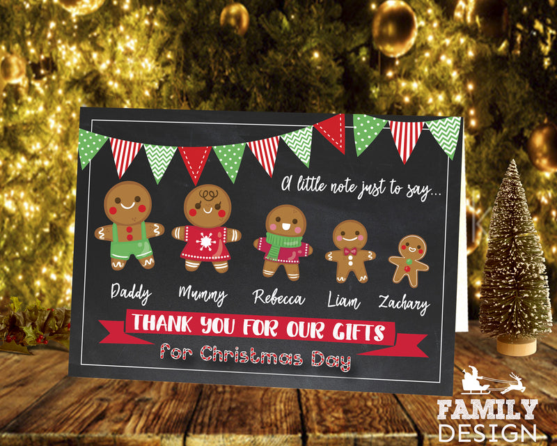 FOLDED Family Holiday Thank You Cards, Custom Festive Christmas Time Thank You Cards