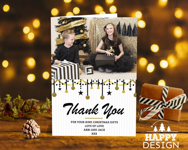 FOLDED Thank You For Our Christmas Gifts Card Pack, Custom Family Thank You Cards