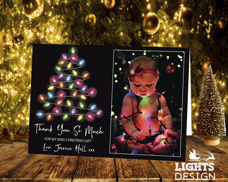 FOLDED Personalised Christmas Thank You Cards, Editable Christmas Thank You Cards