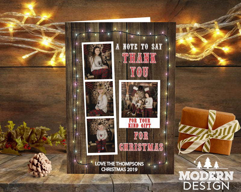 FLAT Family Christmas Thank You Cards Editable