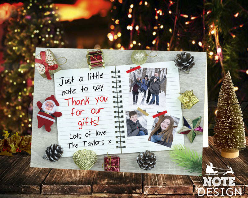 FLAT Thank You Note, Personalised Xmas Thank You Card