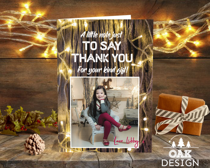 FLAT Personalised Christmas Thank You Card, Thank You Message with Photo