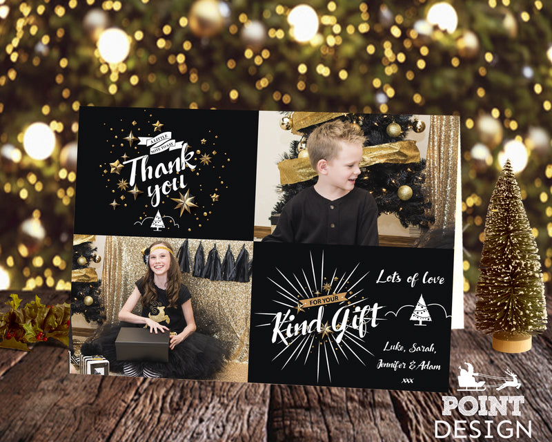 FLAT Holiday Thank You Cards, Personalised Xmas Thank You Cards