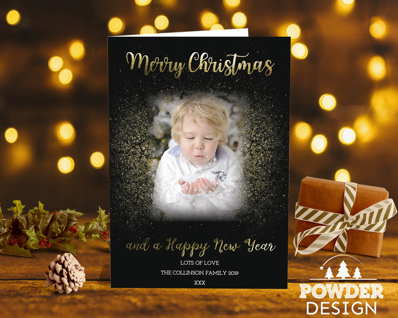 FLAT Christmas Card With Photo Insert, Custom Family Christmas Cards