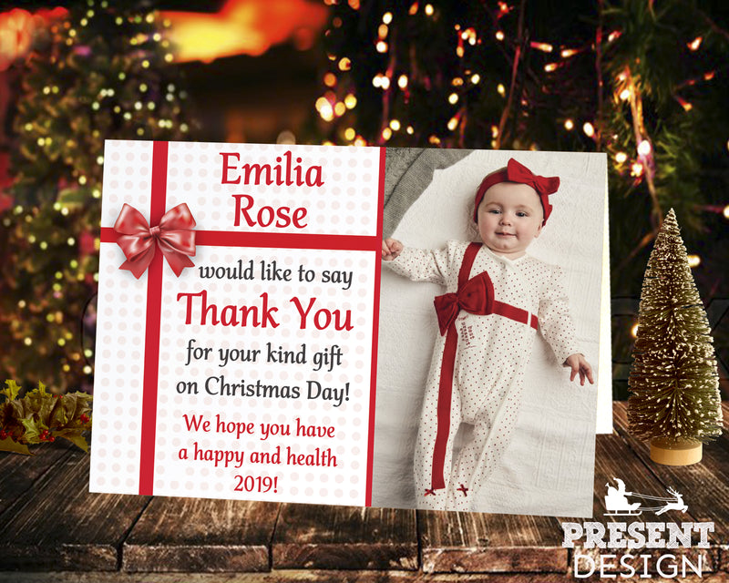 FOLDED Christmas Thank You For My Gifts Personalised Cards