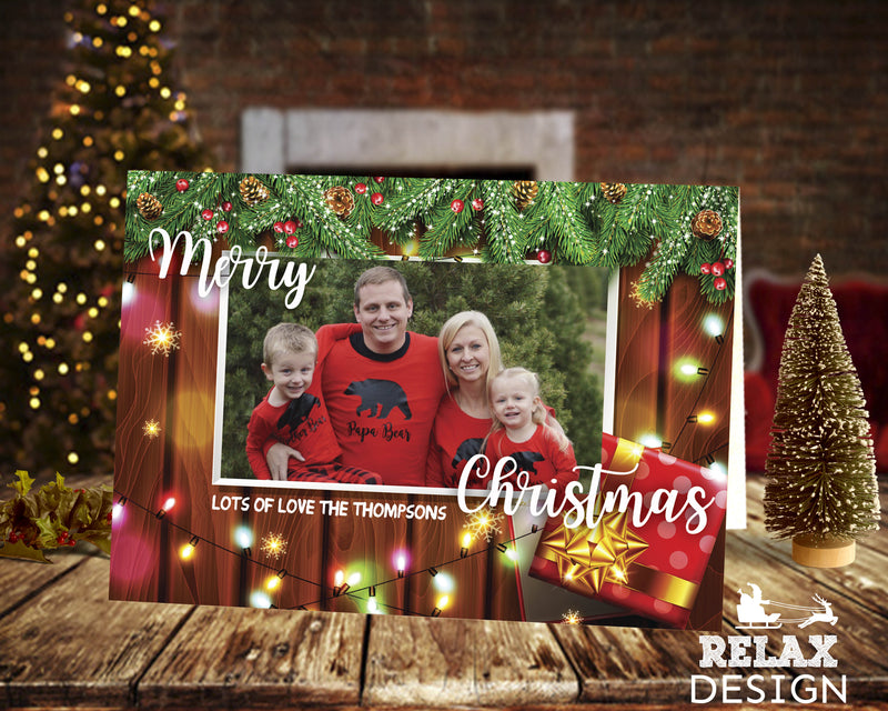 FOLDED Best Photo Holiday Cards, Family Photo Xmas Card
