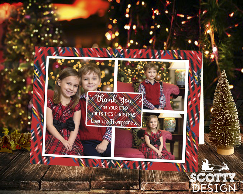 FOLDED Christmas Thank You Cards, Photo Xmas Thank You Card