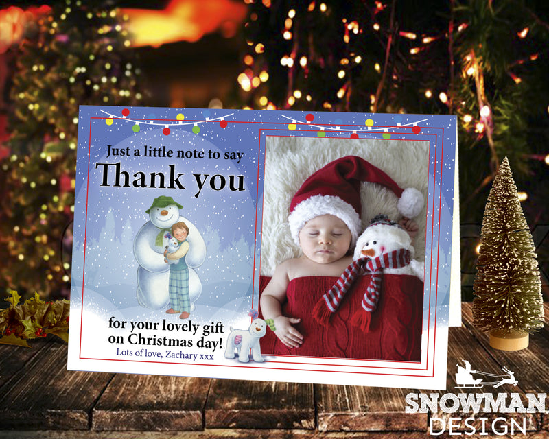 FLAT Xmas Thank You Cards With Personalised Photo and Envelopes