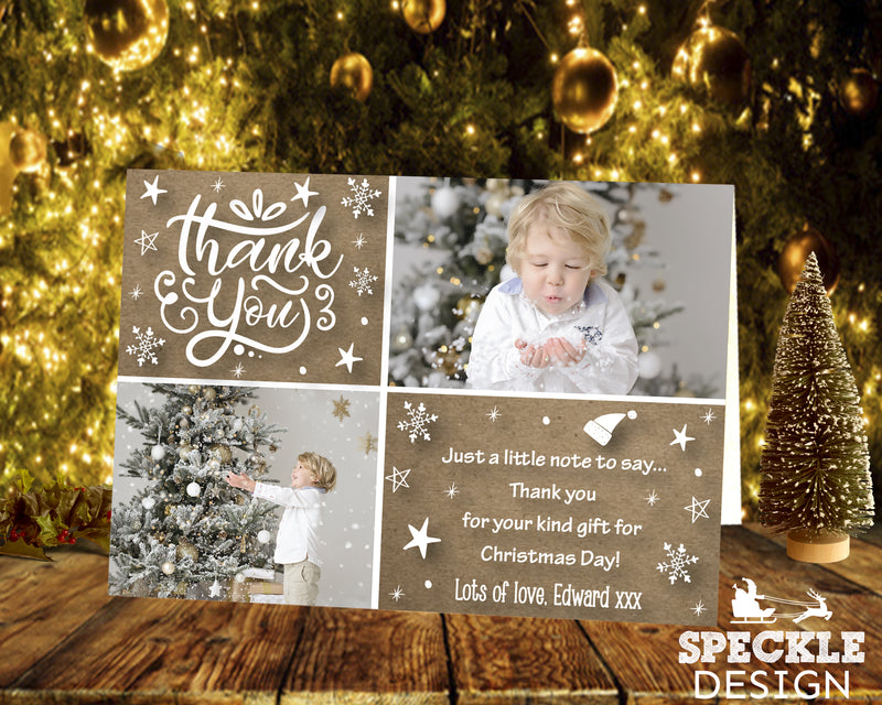 FLAT Christmas Personalised Photo Thank You Cards, Xmas Thank You Cards from Pets