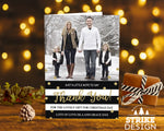 FLAT Xmas Thank You Note, Christmas Thank You Cards With Personalised Photo and Envelopes