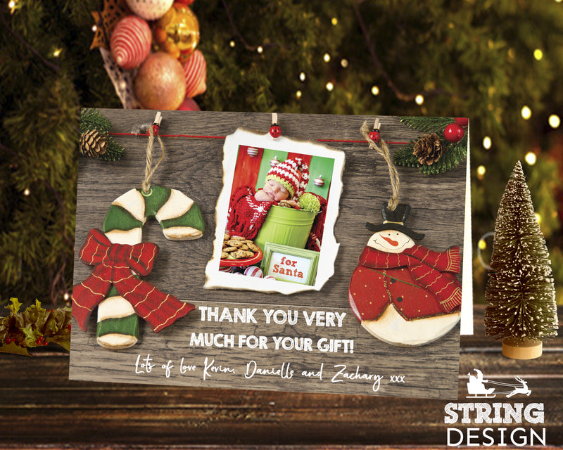 FLAT Personalised Christmas Thank You Photo Cards, Girls Boys Childrens Xmas Gift Thankyou Notes
