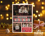 FOLDED Personalised Christmas Gift Thank You Cards, Family Photo Christmas Thank You Cards