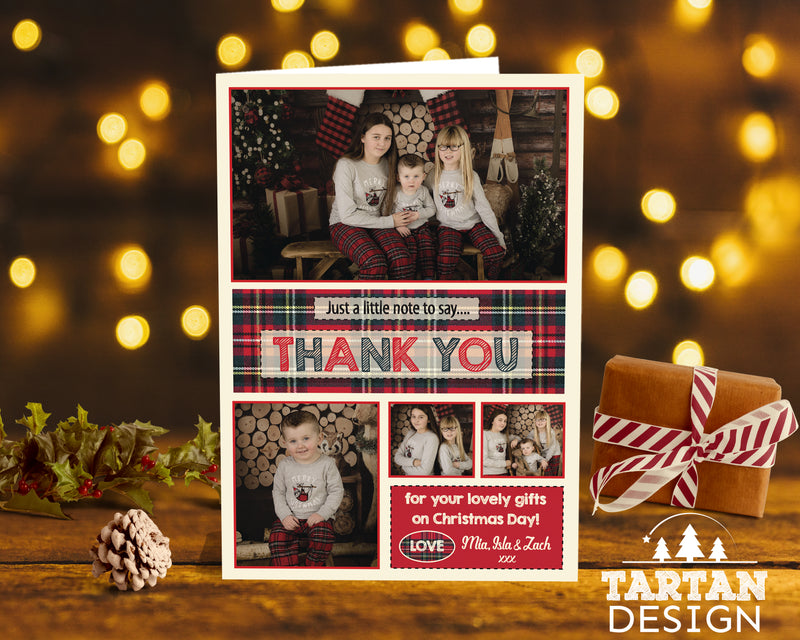 FOLDED Personalised Christmas Gift Thank You Cards, Family Photo Christmas Thank You Cards