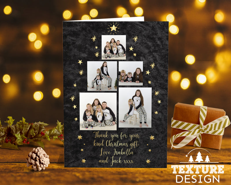 FOLDED Family Photo Christmas Thank You Cards, Personalised Christmas Gift Thank You Cards