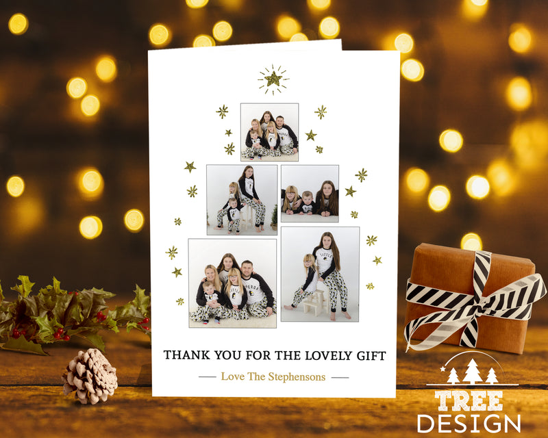 FLAT Xmas Thank You Cards Personalised With Photos And Envelopes
