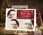 FOLDED Christmas Thank You Cards Personalised With Photo, Xmas Thank You Card From Baby