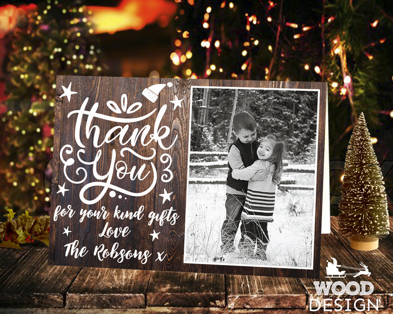 FOLDED Christmas Baby Thank You Cards, Personalised Kids Christmas Thank You Cards