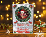 FOLDED Christmas Thanks Personalised Card, Xmas Thank You Cards with Photo