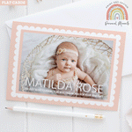 FLAT Border Baby Girl Thank You Cards